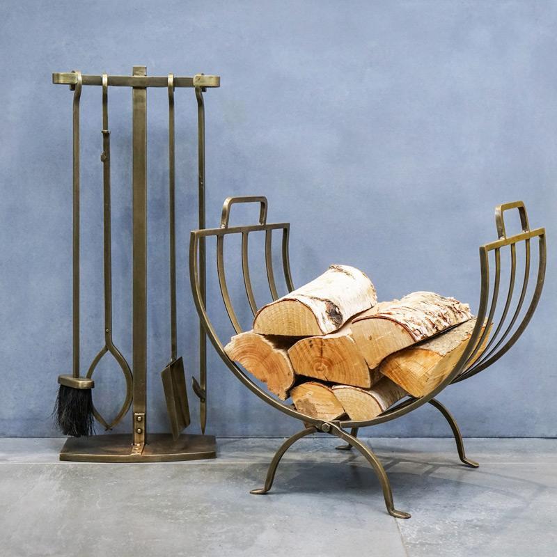 Linear Brass Log Holder