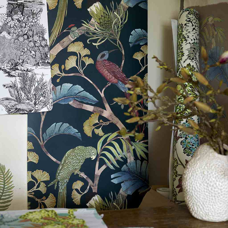 Living Branches Wallpaper- Dark Teal - Josephine Munsey