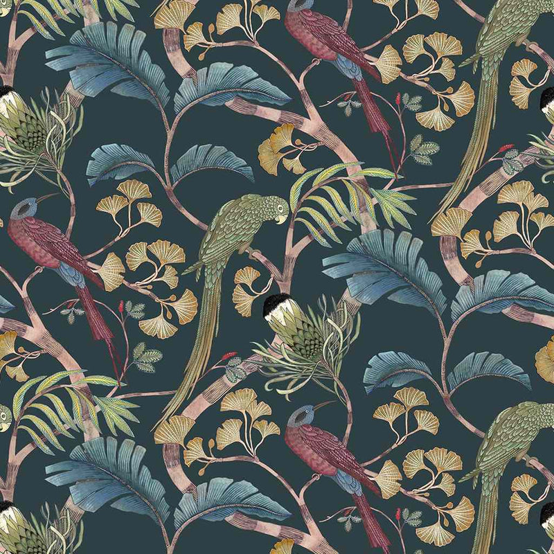Living Branches Wallpaper- Dark Teal - Josephine Munsey
