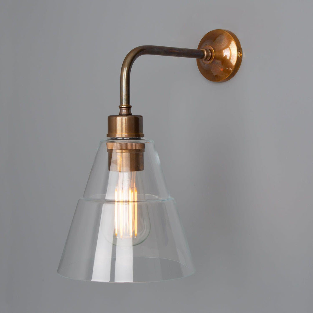 Lyx Glass Cone Wall Light Antique Brass