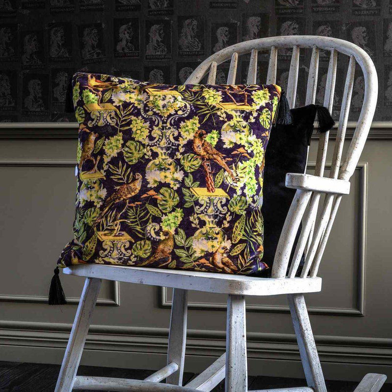 Manor Crest Velvet Embroidered Cushion - MINDTHEGAP