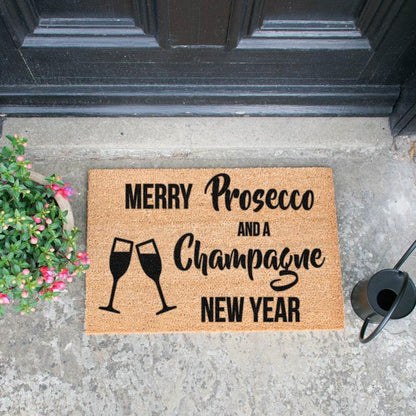 Merry Prosecco and a Champagne New Year Doormat