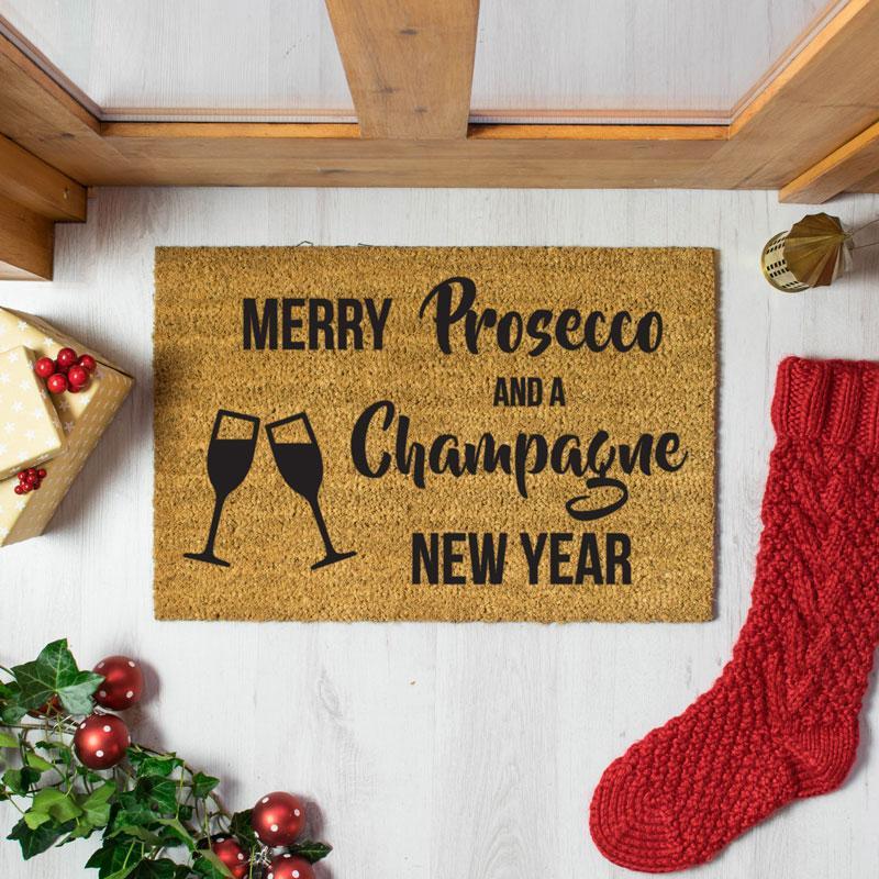 Merry Prosecco and a Champagne New Year Doormat