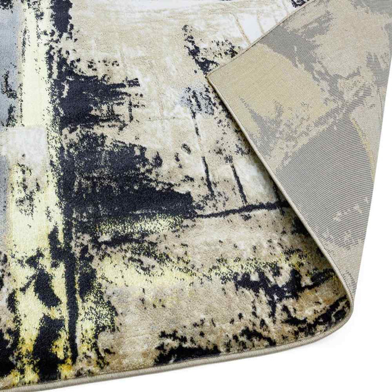 Metallic Abstract Print Rug - Yellow