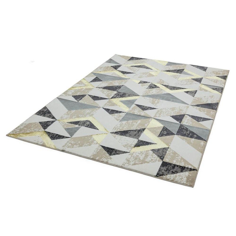 Metallic Geometric Print Rug - Grey