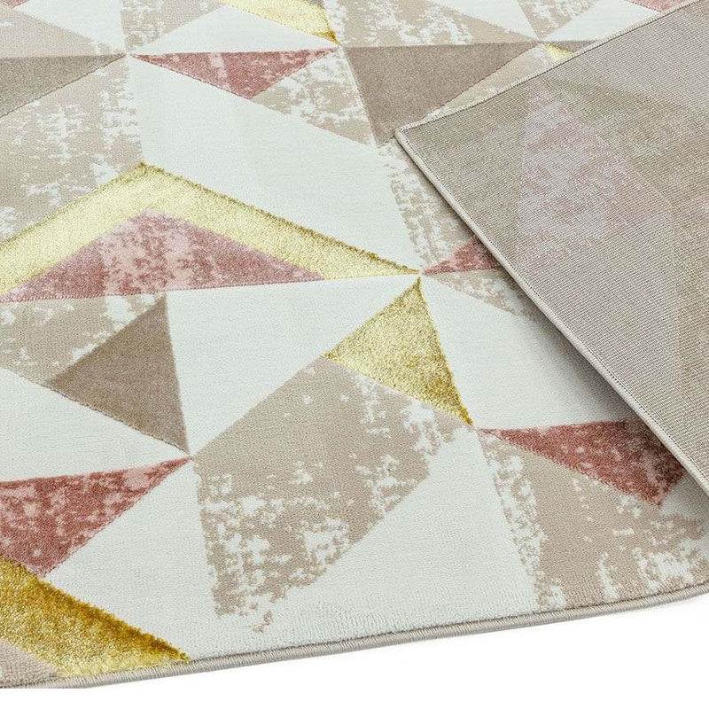 Metallic Geometric Print Rug - Pink