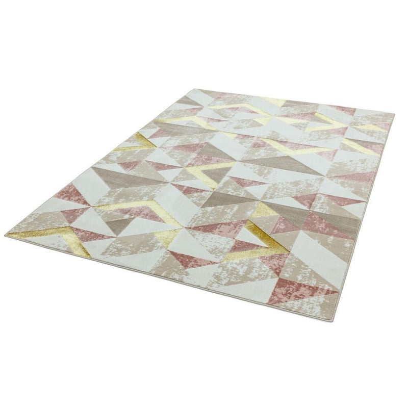 Metallic Geometric Print Rug - Pink
