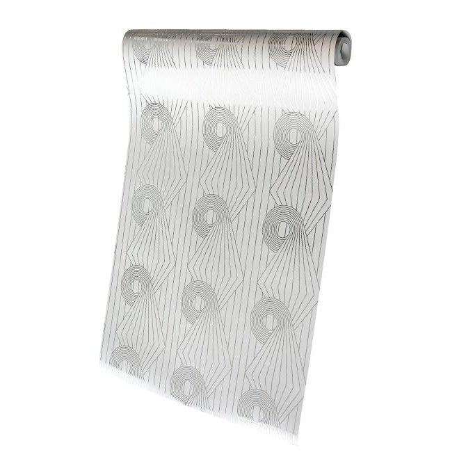 Minispiral Metallic Wallpaper - Silver / White - Erica Wakerly
