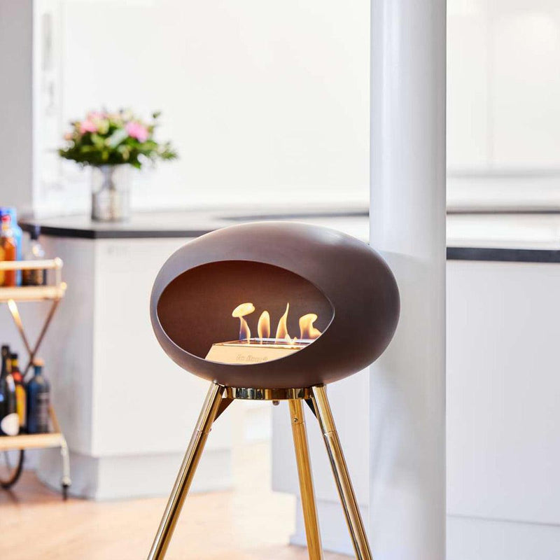 Mocca Ground High Bioethanol Tripod Fireplace Rose Gold - Le Feu