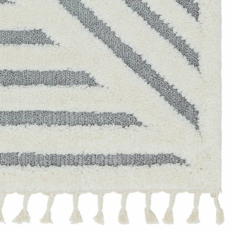Moroccan Style Deep Pile Rug - Grey Stripe