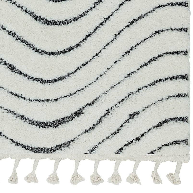 Moroccan Style Deep Pile Rug - Grey Wave