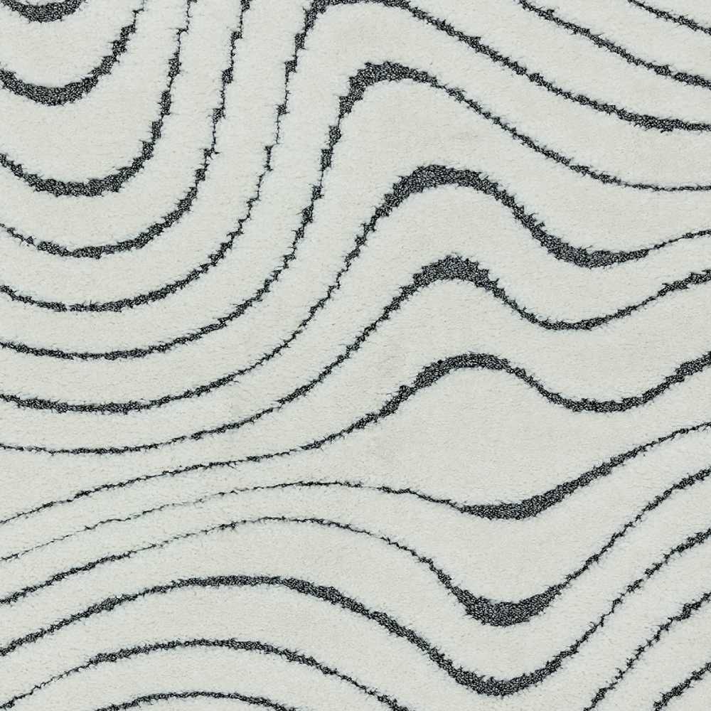 Moroccan Style Deep Pile Rug - Grey Wave