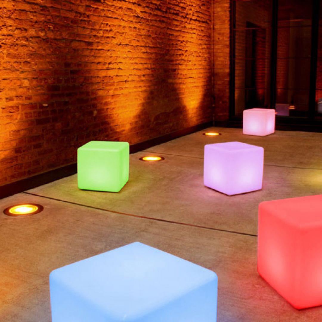 Multi Coloured Outdoor LED Cube Table - Moree