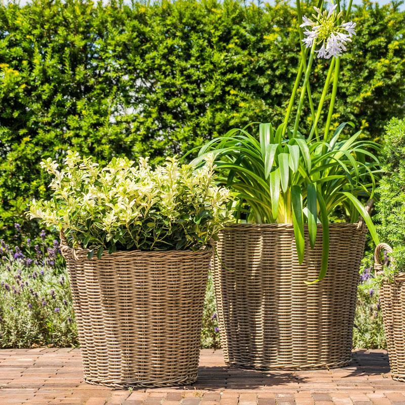 Natural Polyrattan Lined Willow Planter