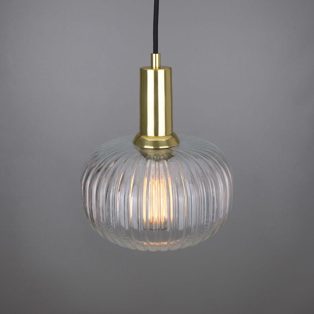Nehir Reeded Glass and Brass Pendant 20cm - Mullan Lighting