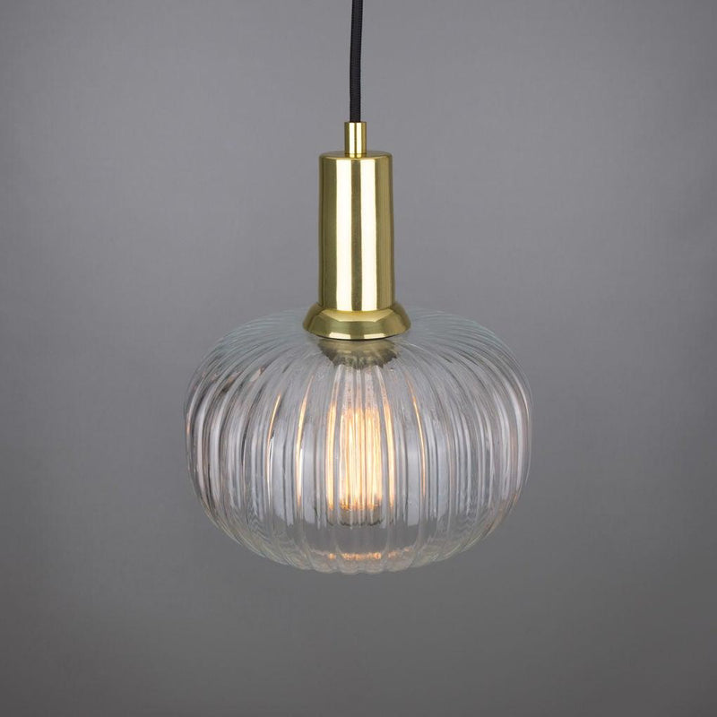 Nehir Reeded Glass and Brass Pendant 20cm - Mullan Lighting