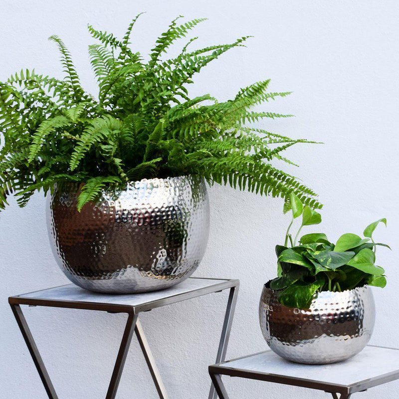 Nickel Marrakesh Hammered Bowl Planter
