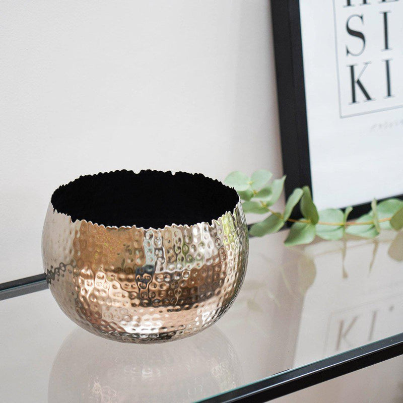 Nickel Marrakesh Hammered Bowl Planter