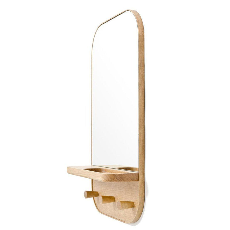 Oak Silent Butler Storage Mirror