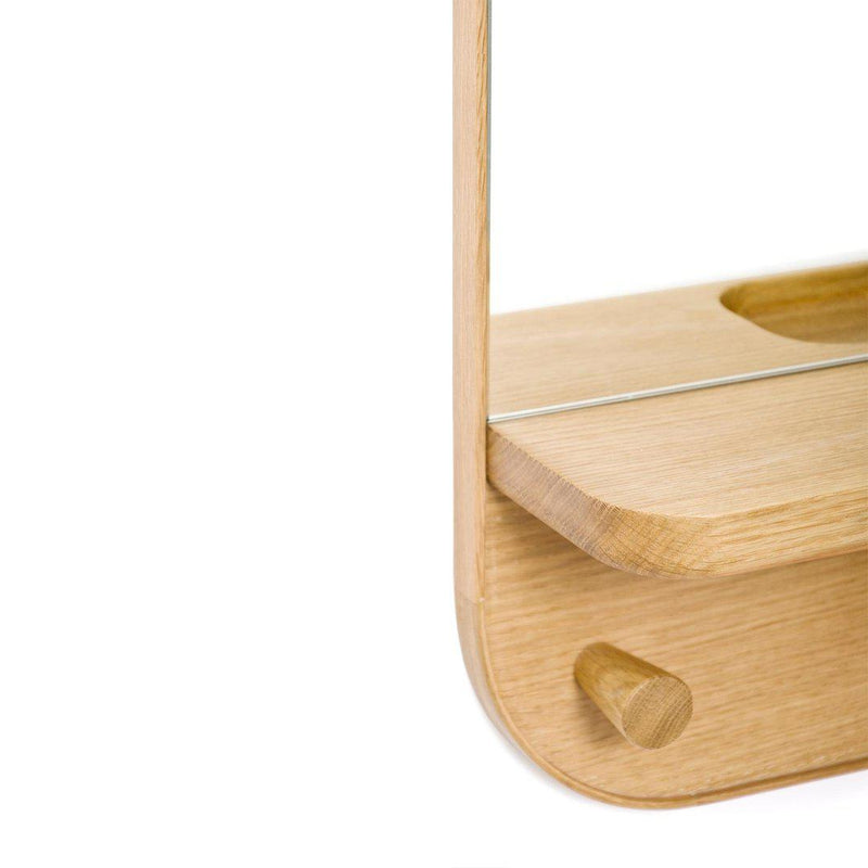 Oak Silent Butler Storage Mirror