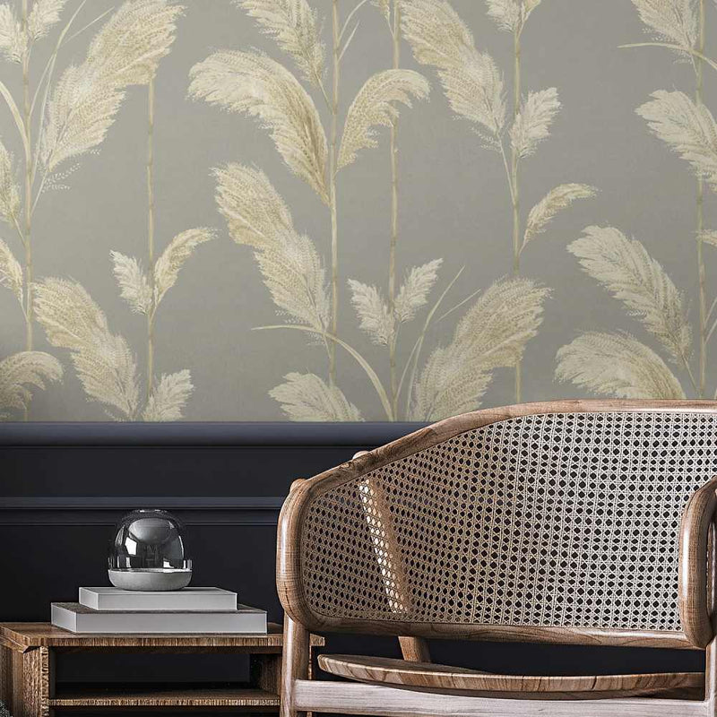 Pampas Grass Wallpaper - Neutral Grey - Brand Mckenzie