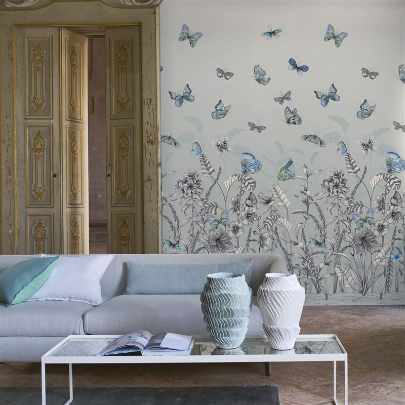 Papillons Wallpaper - Eau De Nil - Designers Guild
