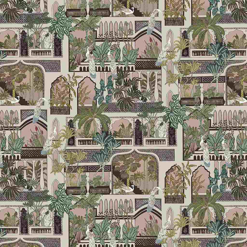 Peacock Arches Wallpaper - Blush Pink - Josephine Munsey