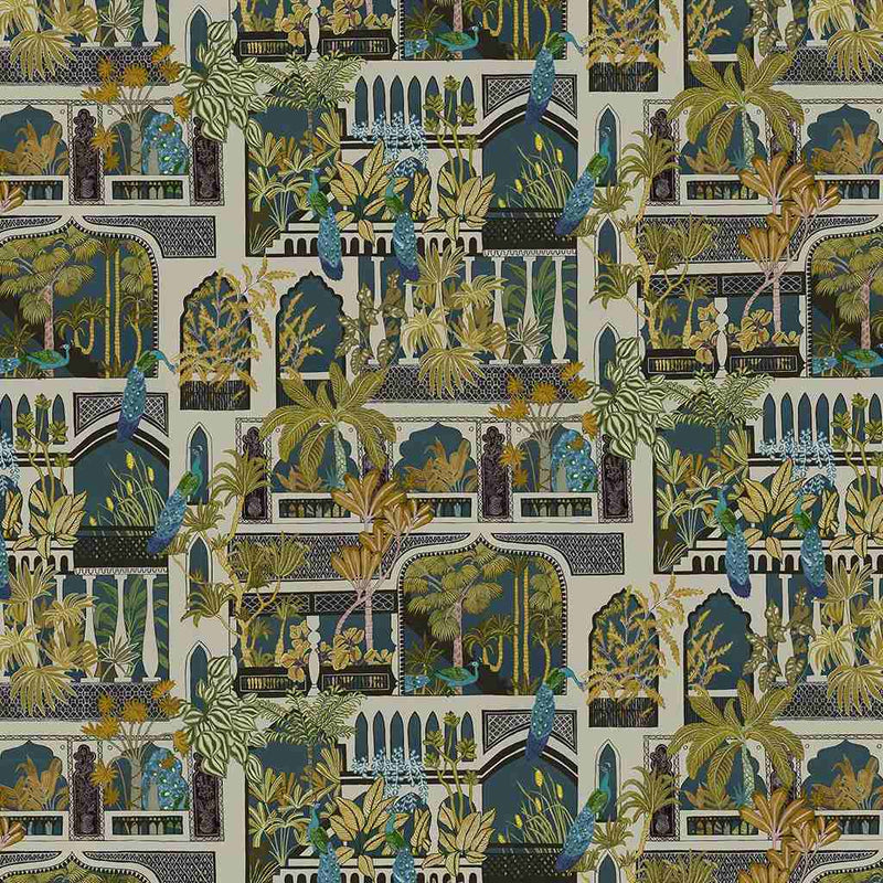 Peacock Arches Wallpaper - Dark Teal - Josephine Munsey