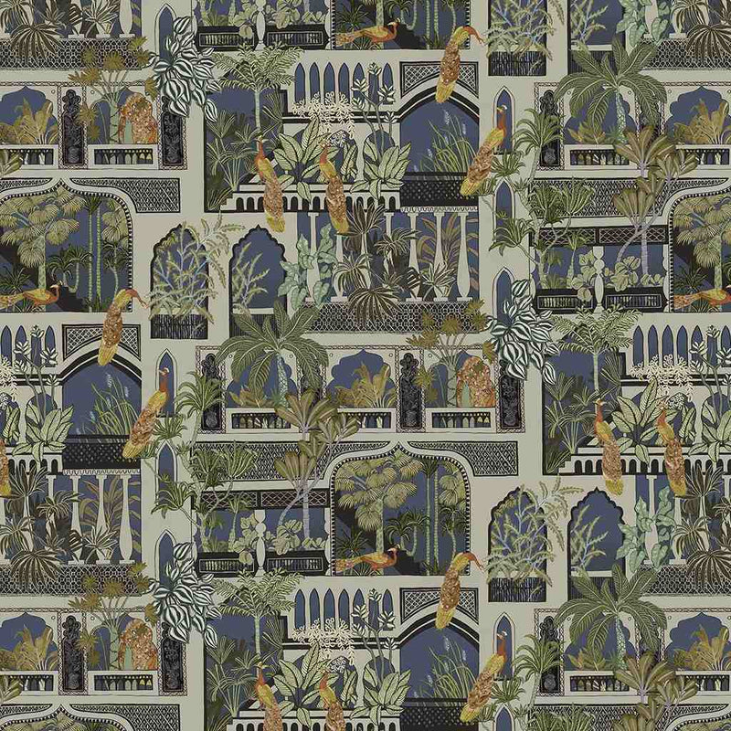 Peacock Arches Wallpaper - Petrol - Josephine Munsey