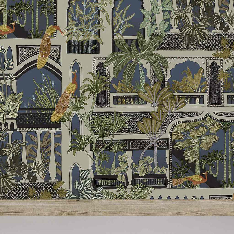 Peacock Arches Wallpaper - Petrol - Josephine Munsey