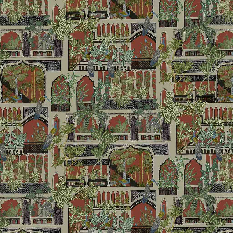 Peacock Arches Wallpaper - Terracotta - Josephine Munsey