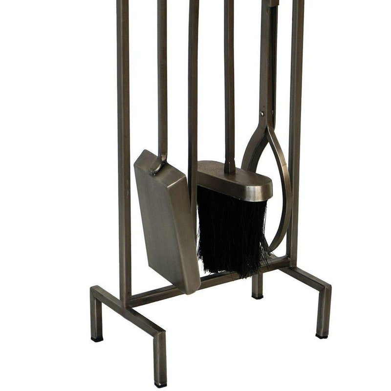 Pewter Iron Hanging Rack Fire Tools Set