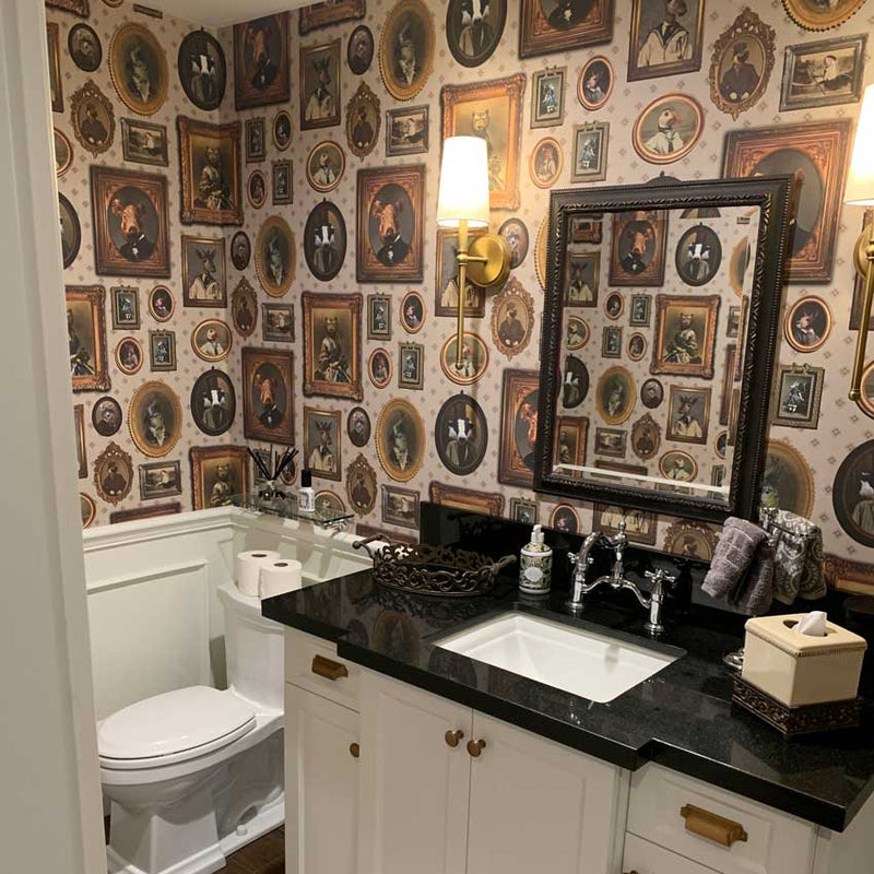 Portrait Gallery Wallpaper - Taupe - Graduate Collection