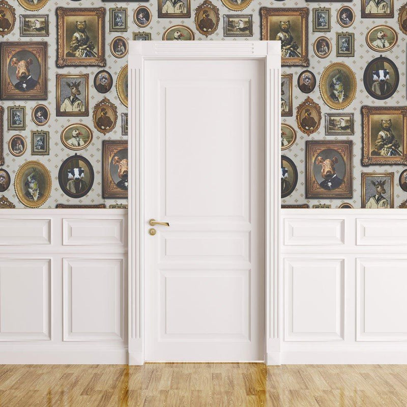 Portrait Gallery Wallpaper - Taupe - Graduate Collection