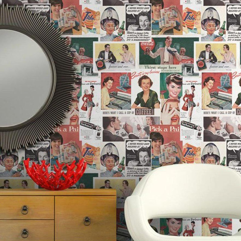 Retro Ads Wallpaper - Set of 3 Rolls - MINDTHEGAP
