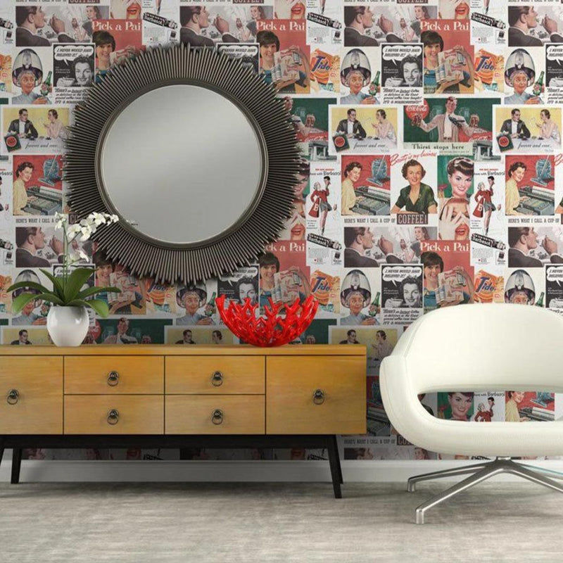 Retro Ads Wallpaper - Set of 3 Rolls - MINDTHEGAP