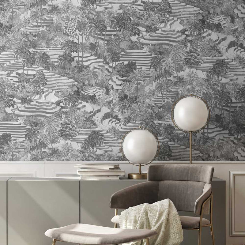 Rice Terrace Max Wallpaper - Black & White - Brand Mckenzie