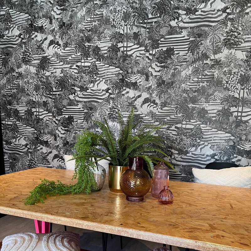 Rice Terrace Max Wallpaper - Black & White - Brand Mckenzie