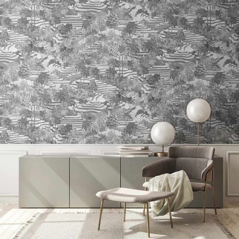 Rice Terrace Max Wallpaper - Black & White - Brand Mckenzie