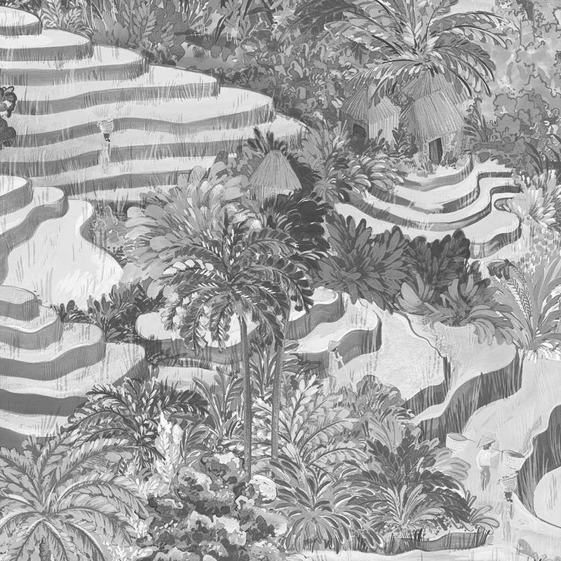 Rice Terrace Max Wallpaper - Black & White - Brand Mckenzie