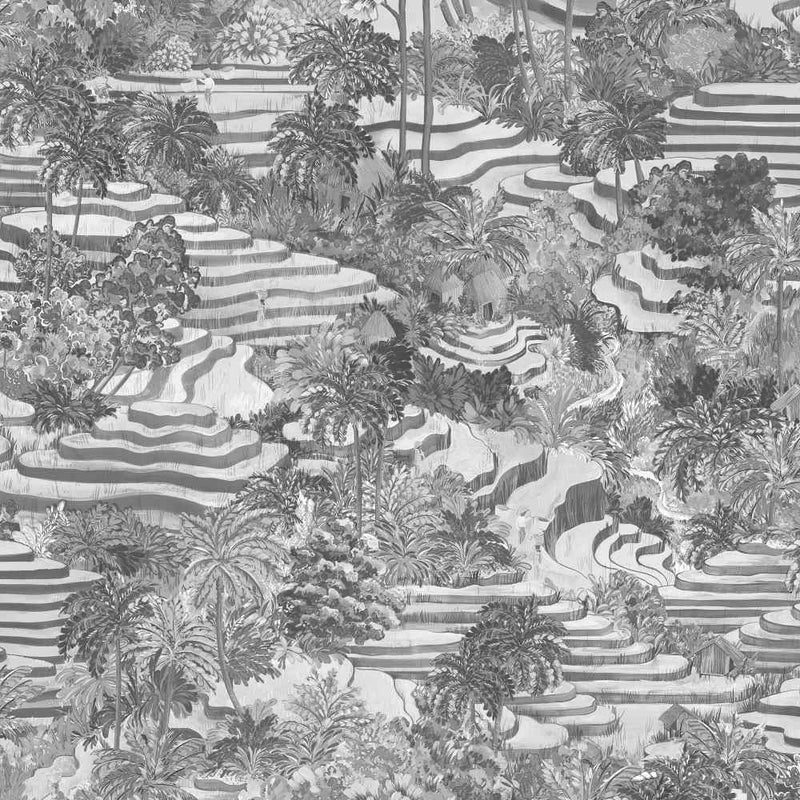 Rice Terrace Max Wallpaper - Black & White - Brand Mckenzie