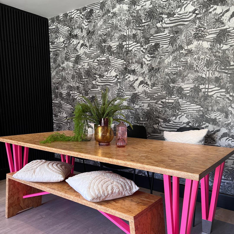 Rice Terrace Max Wallpaper - Black & White - Brand Mckenzie