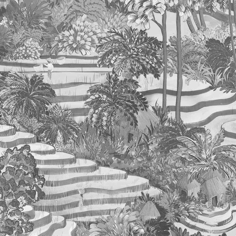 Rice Terrace Wallpaper - Black & White - Brand Mckenzie