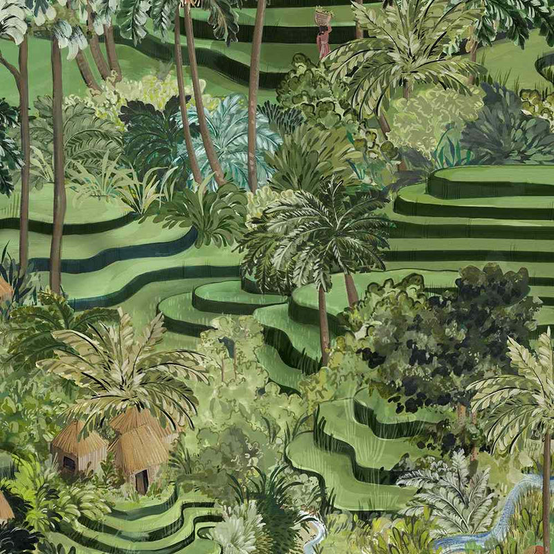 Rice Terrace Wallpaper - Grass Green - Brand Mckenzie