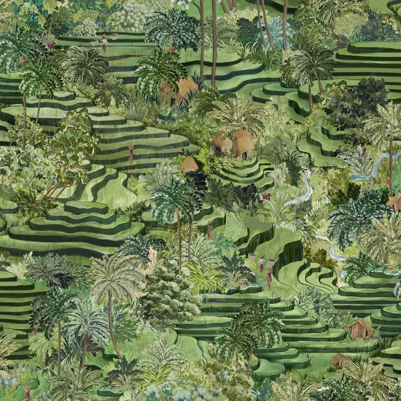 Rice Terrace Wallpaper - Grass Green - Brand Mckenzie