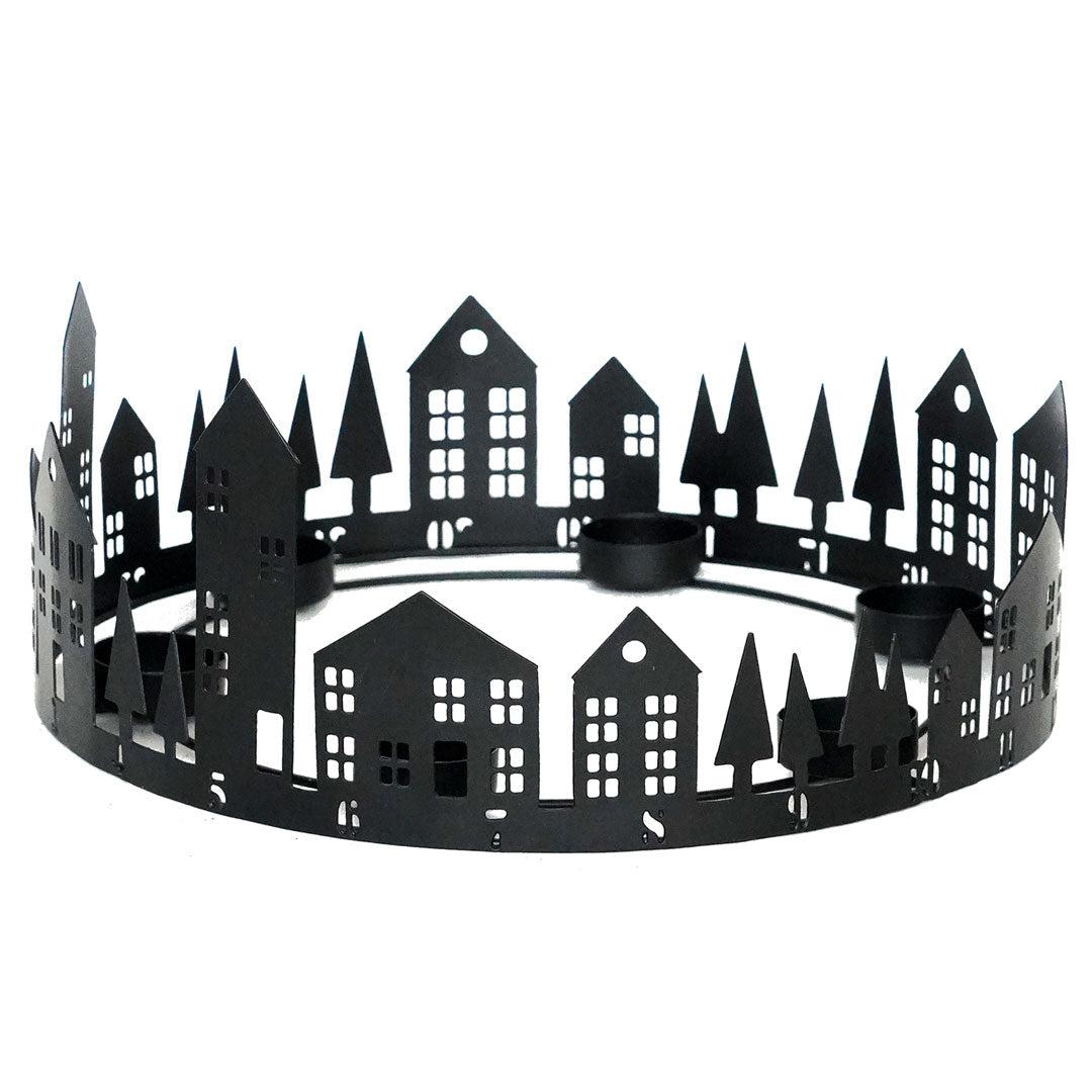 Round Advent Count Down Tealight Holder - Black