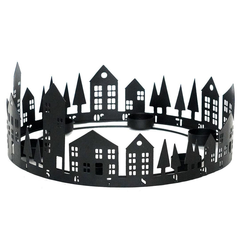 Round Advent Count Down Tealight Holder - Black