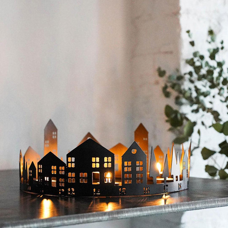 Round Advent Count Down Tealight Holder - Black