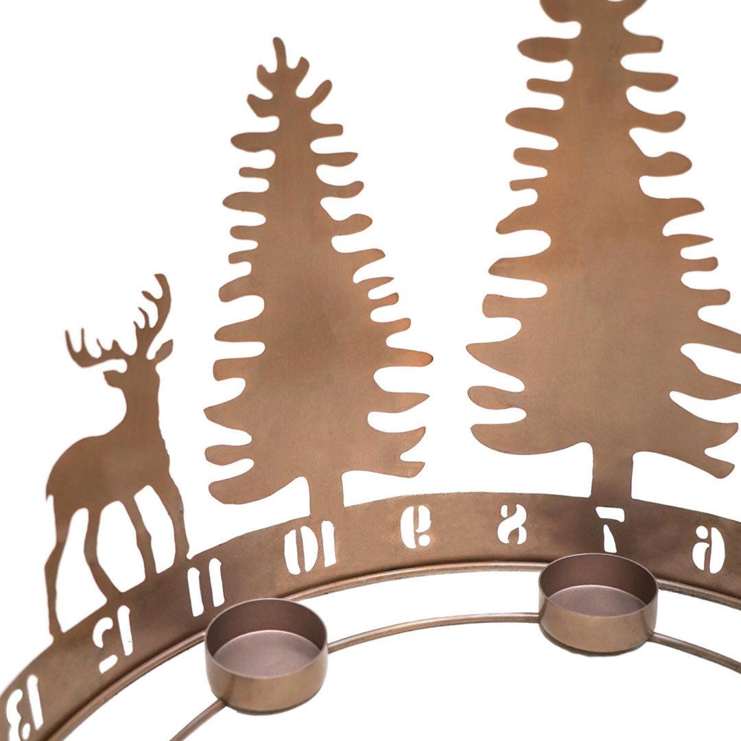 Round Advent Count Down Tealight Holder - Copper
