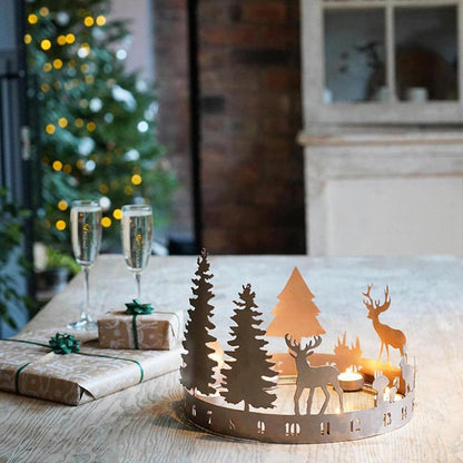 Round Advent Count Down Tealight Holder - Copper